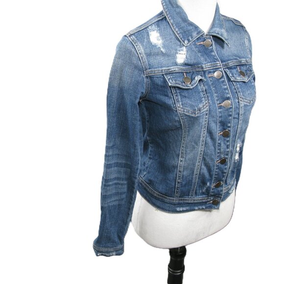 Forever 21 Blue Distressed Denim Jacket Size Small - Picture 5 of 7